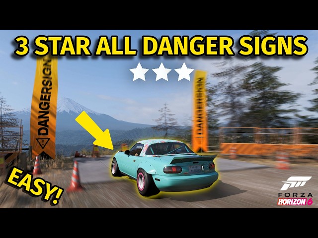 Forza Horizon 6 - EASY 3 Star ALL Danger Signs - (Best Method)