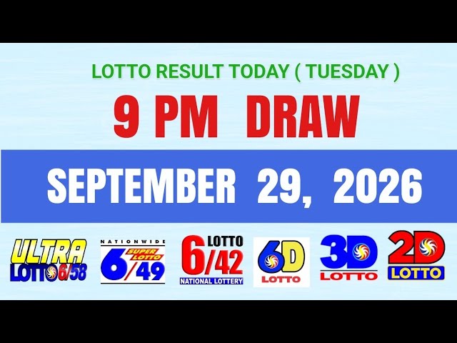Lotto Results Today 9pm Draw September 29 2026 PCSO