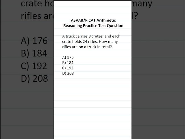 ASVAB/PiCAT Arithmetic Reasoning Practice Test Q: Simple Arithmetic #acetheasvab w/ #grammarhero
