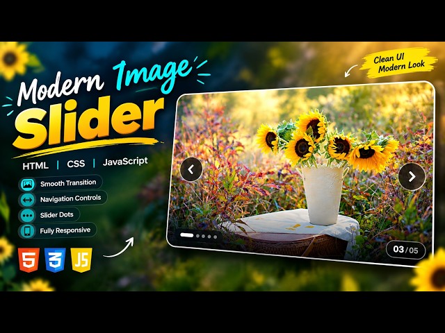 Modern Image Slider using HTML, CSS & JavaScript | Responsive Image Slider