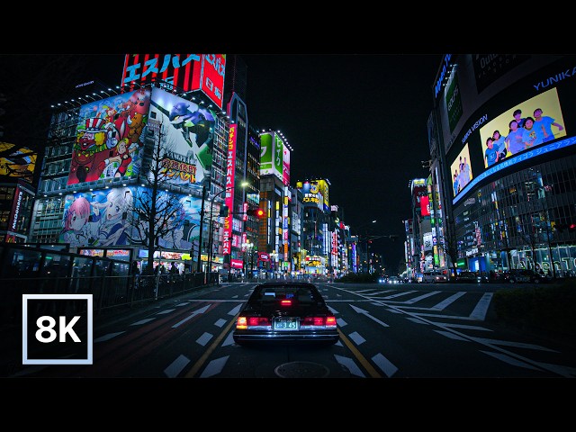 Tokyo Night Drive from Shinjuku 🌃 / 8K 60fps HDR / Relaxing Piano Lofi