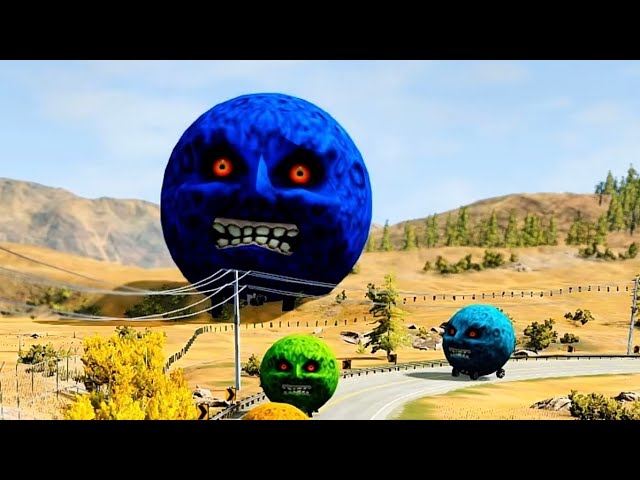 Big & Small Moon Monster Cars vs lava - BeamNG.Drive