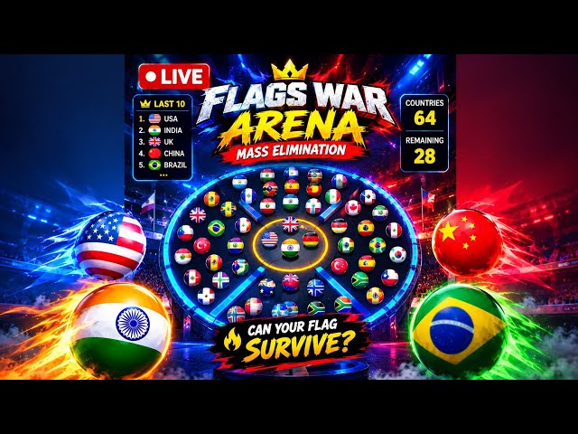 🔴Who Survives the Arena? 195 Flags Battle Royale LIVE PART2
