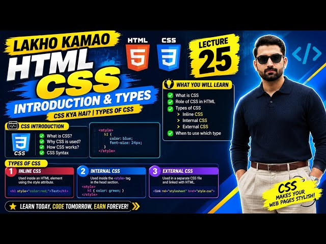 HTML & CSS Introduction | CSS Kya Hai? Inline, Internal & External CSS | Lecture 25