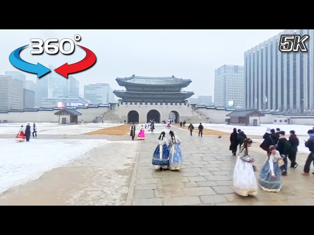 Korea 360 VR 5K 🇰🇷 Walking Tour in Seoul ❄️ Snowy Streets of Seoul | Where Am I? Guess Where!