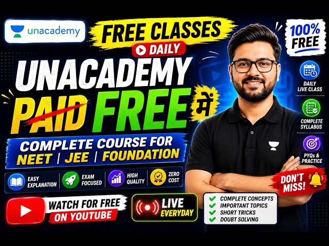 Unacademy Paid Classes FREE on YouTube | Daily Live Classes
