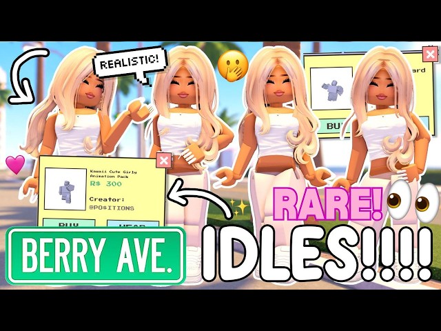 IDLE ANIMATIONS YOU NEED! HOW TO FIND CUTE IDLE ANIMATIONS TUTORIAL FOR BERRY AVENUE!!