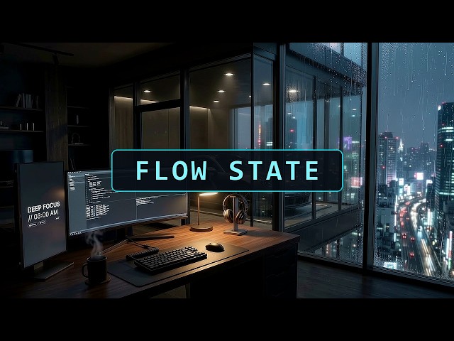 WORKING IN SILENCE • Dark Cyberpunk Drones & Heavy Rain for Complex Logic [2 Hours]