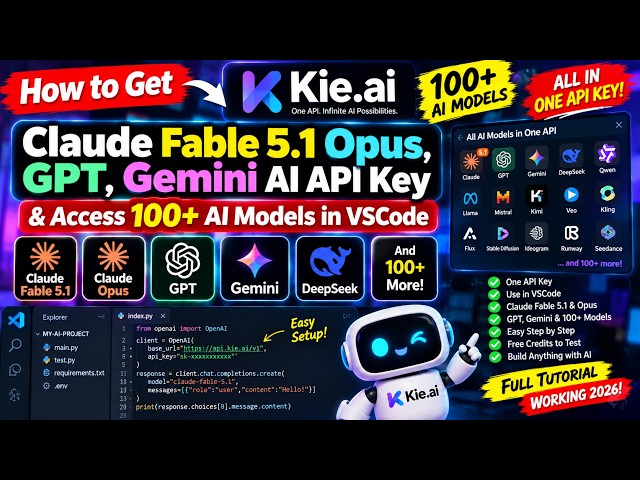 How to Get Claude Fable 5.1 Opus ,GPT, Gemini AI API Key & Access 100+ AI Models in VSCode
