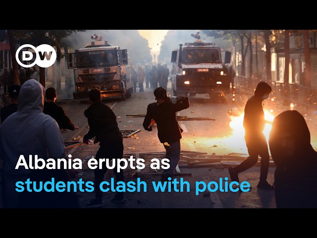 Albania protests turn violent as students clash with police in Tirana | DW News
