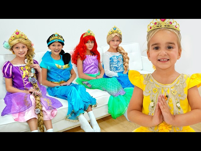 Girls transform into princesses with magic crowns from a vending machine!