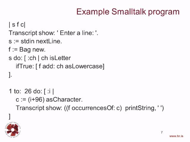 Programming Languages: Smalltalk - 1