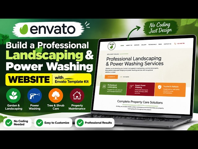 Build a Professional Landscaping Website Without Coding | Envato Template Kit + WordPress Tutorial