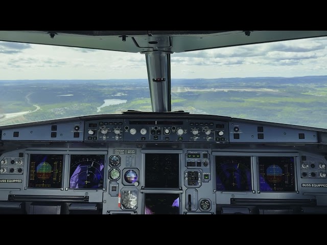A320CEO Cockpit Landing Oslo Gardermoen