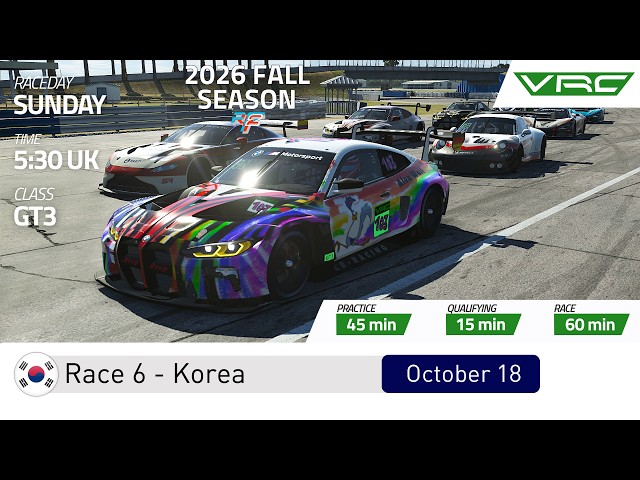 rfactor 2 | VRC 2026 Fall Series - GT3 | Round 6 - Korea