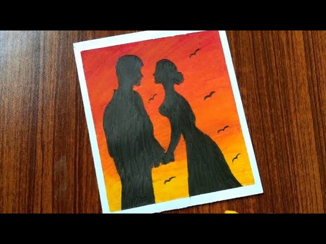 Easy sunset couples drawing with oil pastels step by step tutorial for beginners| trust the process.