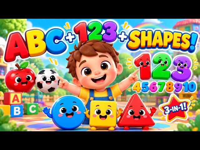 ABC, Numbers & Shapes for Kids 🔤🔢🔷  3-in-1 Learning Compilation  Zuzu Rhymes