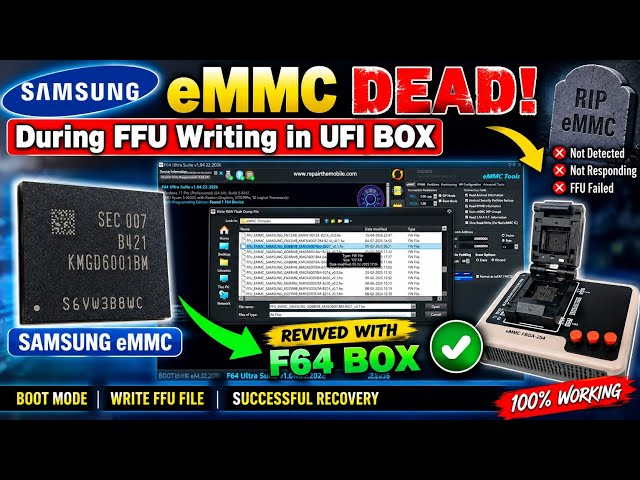 Samsung eMMC Dead During FFU Writing in UFI BOX | Revived Using F64 Box Boot Mode