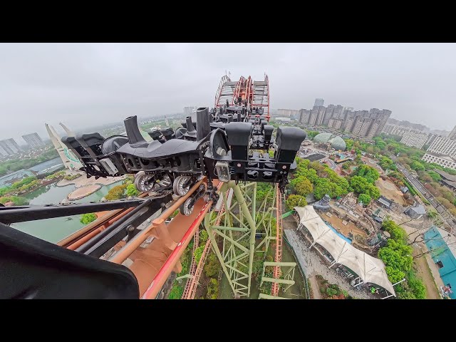 DINOCONDA Front Row POV - World's Fastest 4D Roller Coaster China Dinosaurs Park