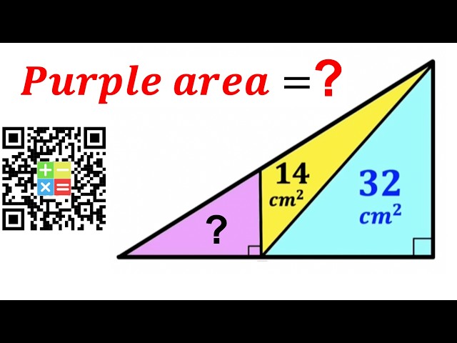 Can you find area of the Purple shaded triangle? | (Right triangles) | #math #maths | #geometry