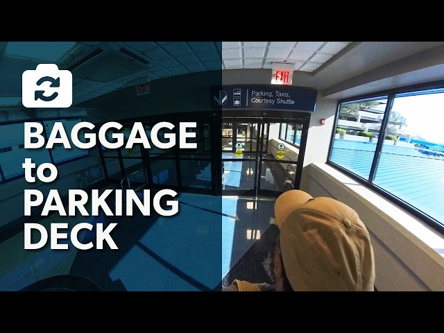 Let's walk to the parking deck at the Huntsville Airport (HSV) | Interactive Virtual 360 video