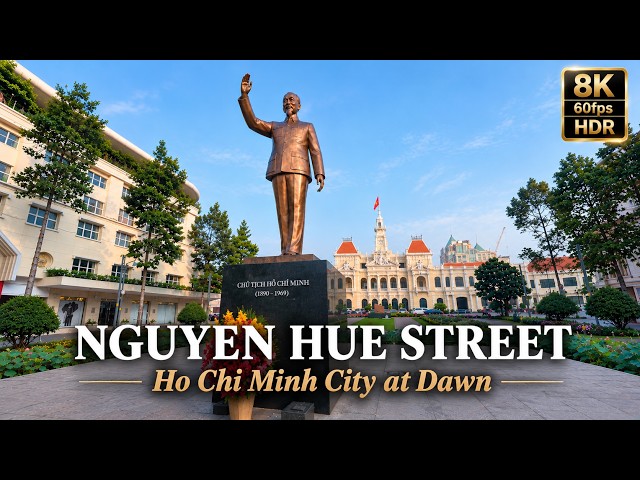 Early Morning Walk on Nguyen Hue Street, Ho Chi Minh City, Vietnam | 8K 60fps HDR