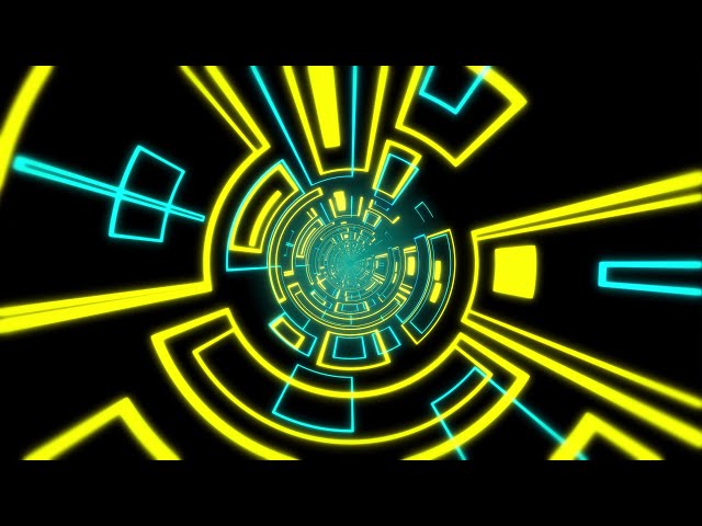VJ LOOP NEON Teal Yellow Tunnel Abstract Background Video Box Pattern Free 60fps Screensaver