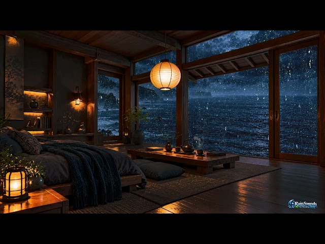 Rain Sounds for Sleeping 🌧️ Cozy Oceanfront Night Rain Ambience