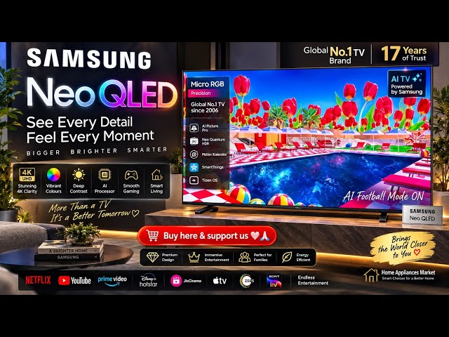 Samsung 65-Inch Micro RGB 4K AI TV | TV 65R95H | Premium Neo QLED TV | Best Samsung 4K TV