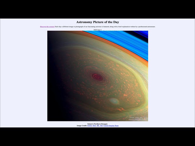 2020 July 05 - Saturn's Northern Hexagon