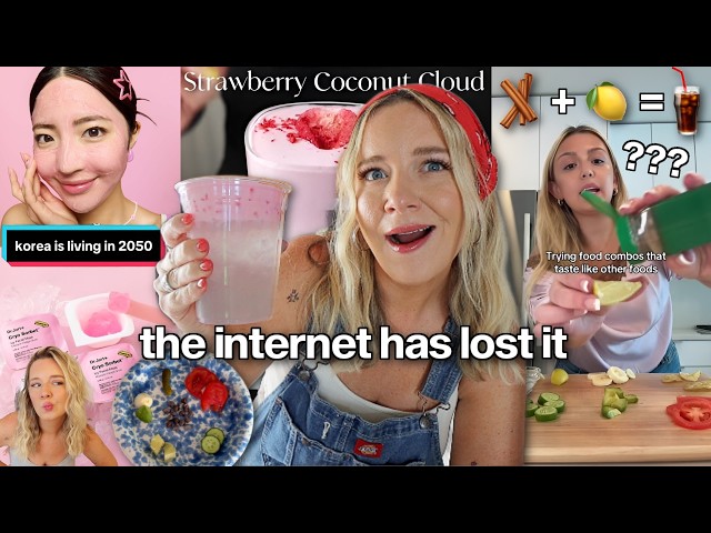 trying VIRAL tiktok trends so you don't have to! weird food combos, kbeauty mask, coco cloud & more!
