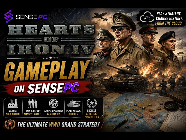 Hearts of Iron IV Gameplay on SensePC | WWII Grand Strategy in the Cloud