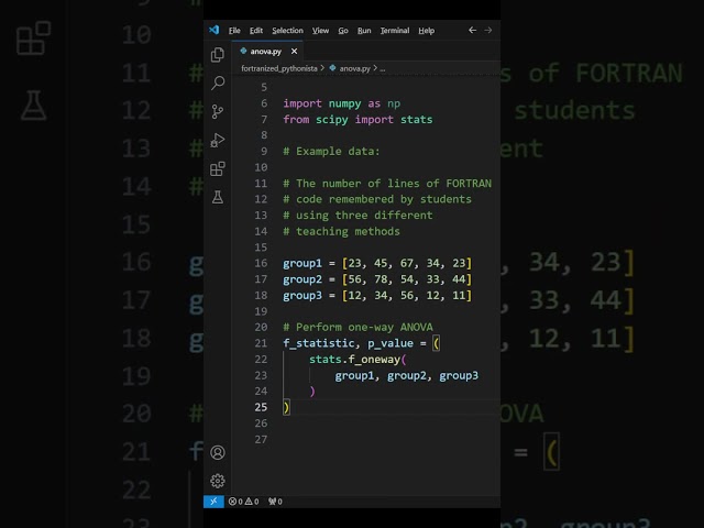 How do you conduct an ANOVA test #python