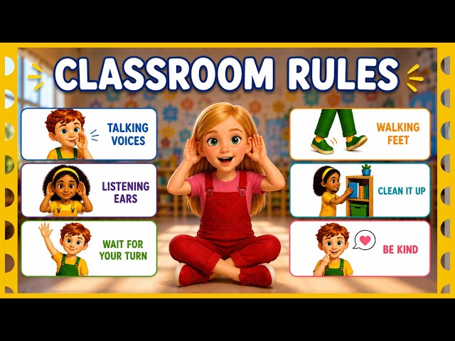 🏫 Classroom Rules Song with Actions for Kids | Free Printable | Back to School Circle Time