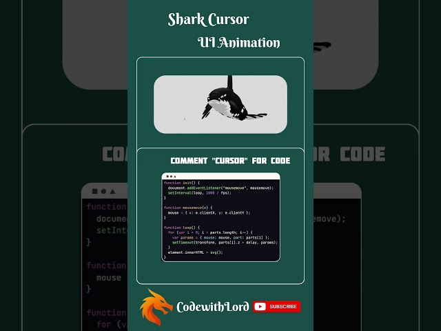 Shark Cursor UI Animation 🦈 | HTML CSS JavaScript Coding Tutorial #shorts