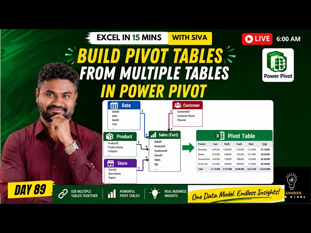 📊 Build Pivot Tables from Multiple Tables (Tamil) | Excel in 15 Mins with Siva | Day 89