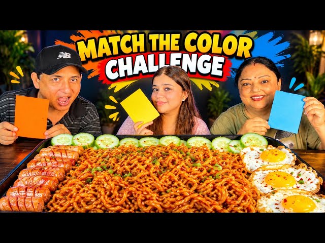 MATCH THE COLOR CHALLENGE WITH BLACKBEAN NOODLES SAUSAGE & SUNNY SIDE UP @BudaBudiVlogs 