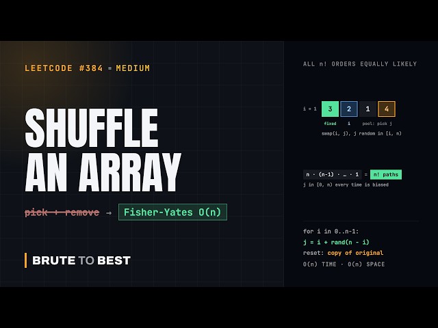 LeetCode #384: Shuffle an Array, Fisher-Yates Shuffle in O(n)