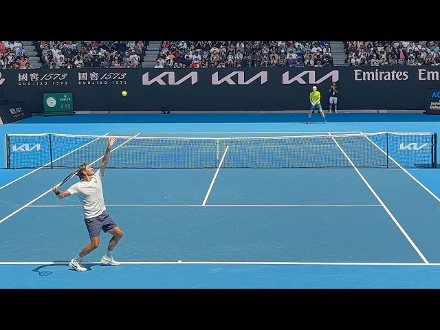 Roger Federer Practice Session and Tiebreak with Casper Ruud | Australian Open 2026 | Court Level 