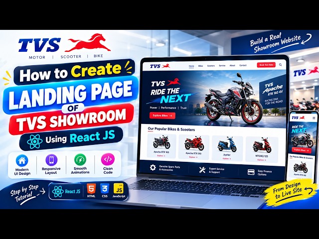 🏍️🔥 HOW TO CREATE A TVS SHOWROOM LANDING PAGE | React JS | Front-End Project