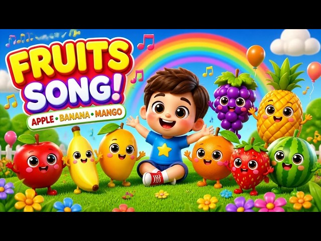 Fruits Name Song for Kids | Learn Fruits Names | Apple, Banana, Mango & More | Nursery Rhymes