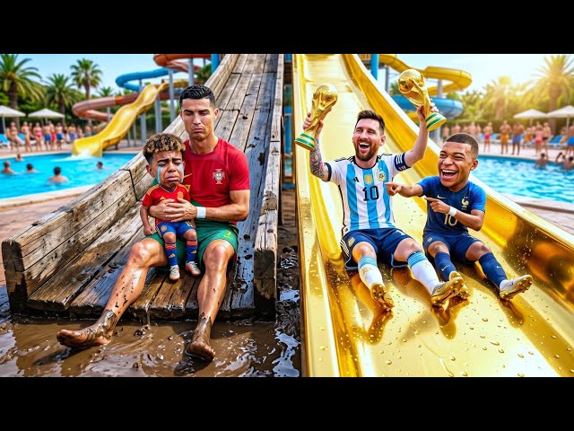 Ronaldo & Yamal vs Messi & Mbappé | Ultimate Water Slide Challenge!