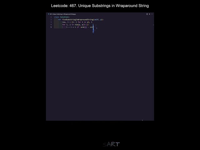 Unique Substrings in Wraparound String - LeetCode 467 | Python Solution Explained (Medium)