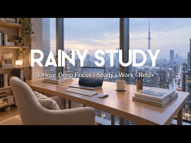 1-HOUR STUDY WITH ME | Lofi Piano 🎹 Sun Shower in Tokyo 🌦️🌅 | 作業・勉強・在宅ワーク・読書・睡眠のBGMです