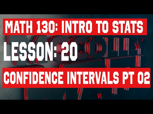 Math 130 - Intro to Stats: Lesson 20 Conf Interval for Population Mean SD Unknown(2026 Update)