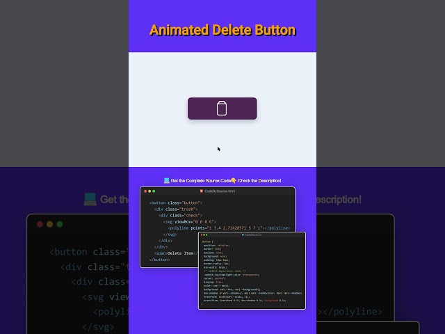 Animated Delete Button 🗑️ | HTML & CSS