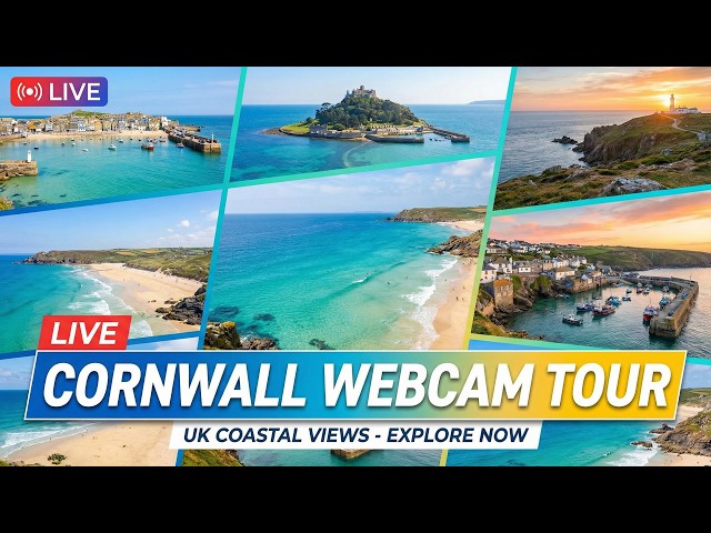 🌅🅻🅸🆅🅴🌅Cornwall Coast Webcams Tour🌊Harbour & Beach🌪️England 🇬🇧 Waves🌬️Wind St Ives,Marazion,Newquay