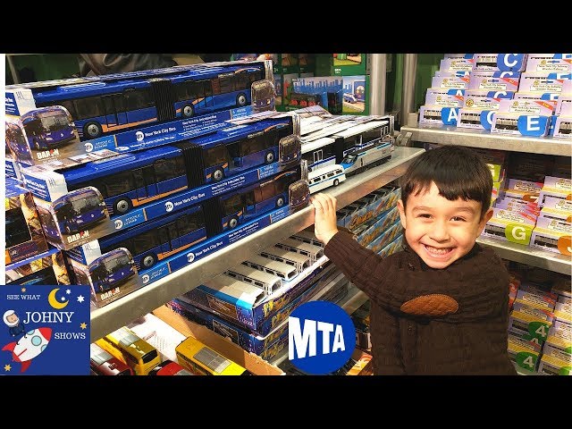 Johny Goes To NYC MTA Transit Museum For The NEW Articulated MTA Bus Toy