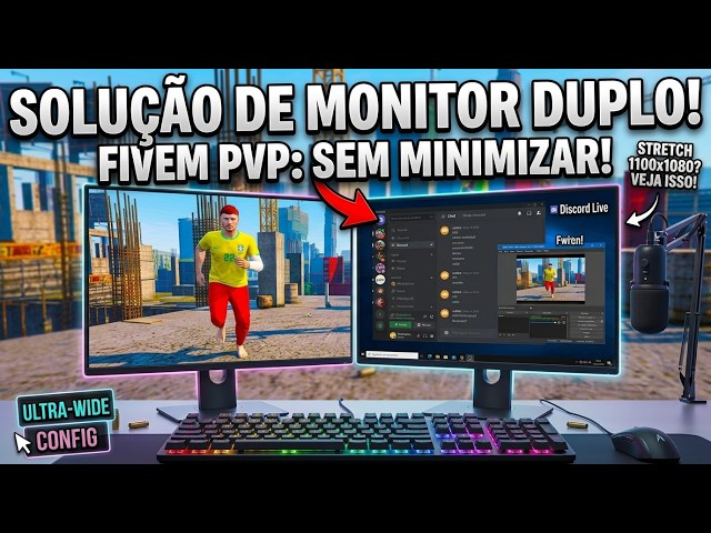 COMO ESTICAR A TELA EM 1100x1080 NO FIVEM E USAR 2 MONITORES SEM MINIMIZAR! 🖥️🖥️
