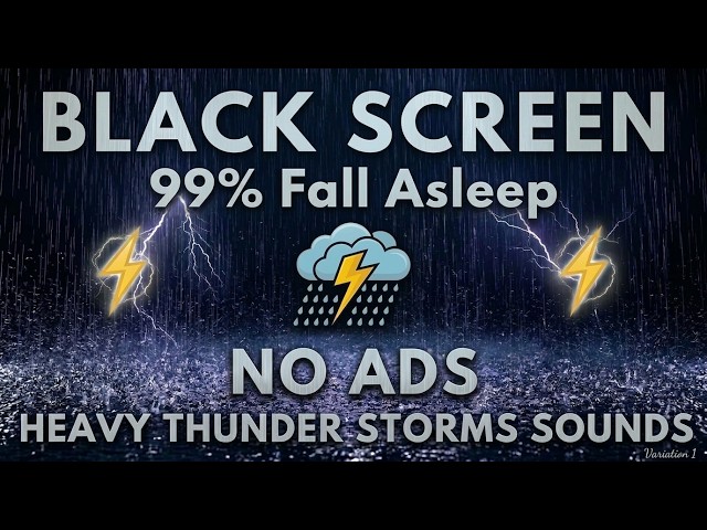 Heavy Rain and Thunder Sounds for Sleeping - Black Screen | Perfect Thunderstorm for Rest, Live